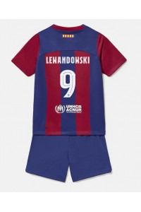 Barcelona Robert Lewandowski #9 Jalkapallovaatteet Lasten Kotipeliasu 2023-24 Lyhythihainen (+ Lyhyet housut)